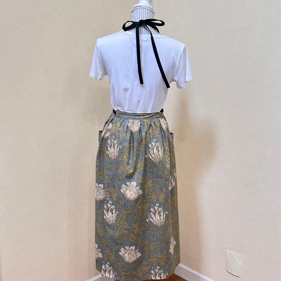 ウィリアムモリス 2wayギャザーエプロン ピンパネル ハンドメイド