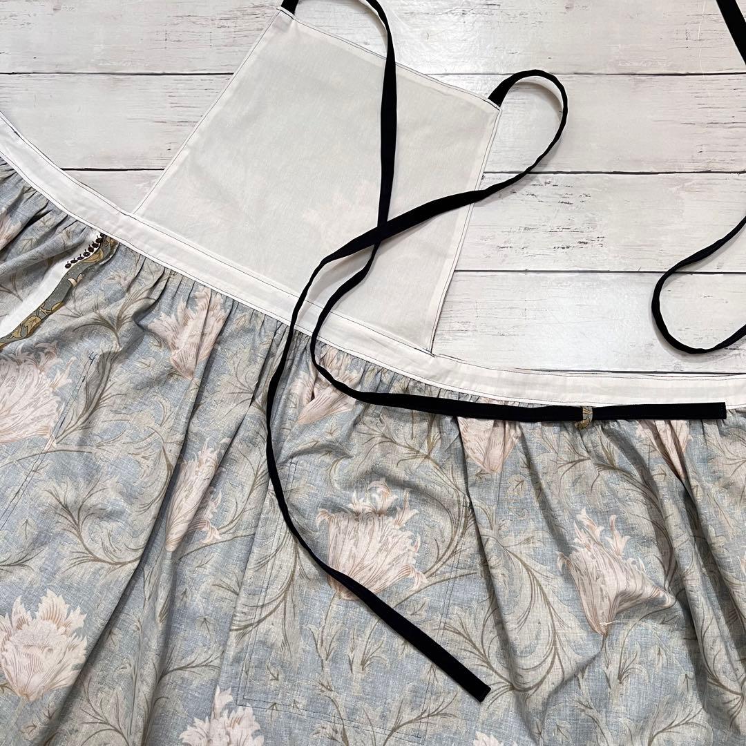ウィリアムモリス 2wayギャザーエプロン ピンパネル ハンドメイド