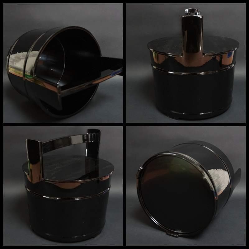 茶道具木製 漆塗 黒手桶水指 ☆重約1.2kg / 茶事