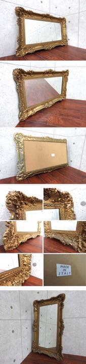 美品◆イタリア製◆エレガント◆ミラー 壁掛け鏡レリーフ彫刻ヨーロピアンクラシック