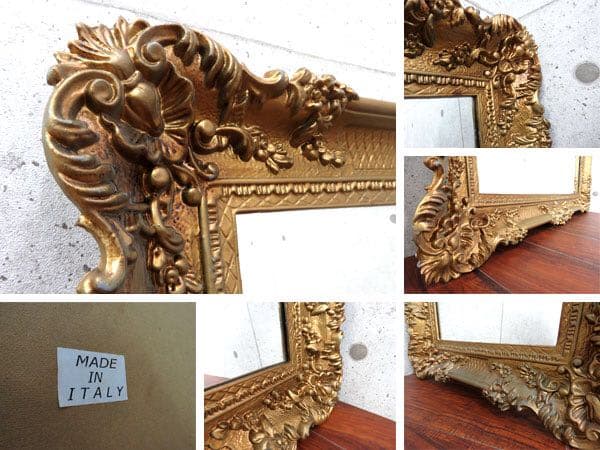 美品◆イタリア製◆エレガント◆ミラー 壁掛け鏡レリーフ彫刻ヨーロピアンクラシック
