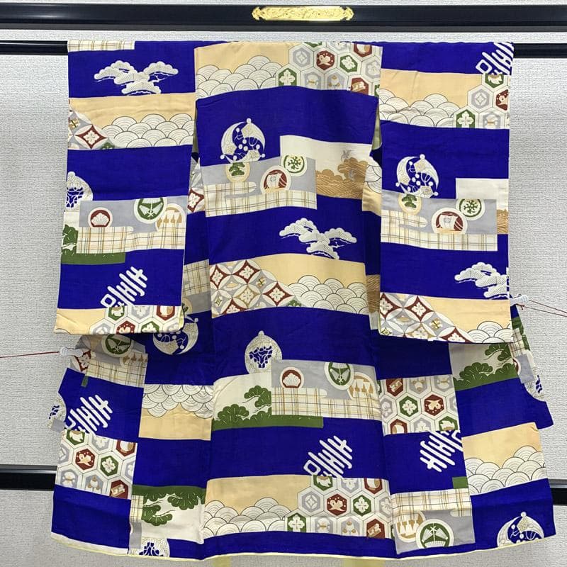 505ab54■七五三 お宮参り セミアンティーク着物&アンティーク被布■