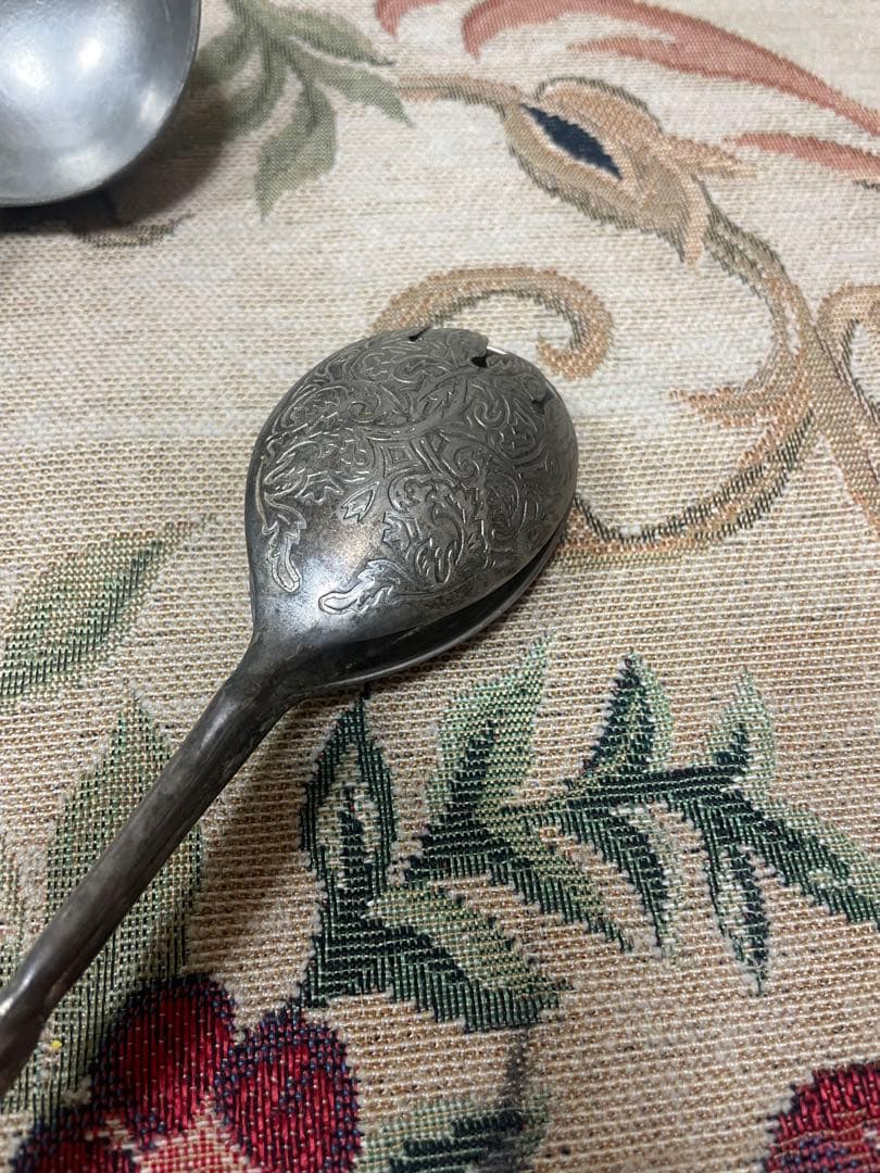 レトロ　セット　ノルウェー製　ピュータースプーン　テーブルスプーン　サラダトング