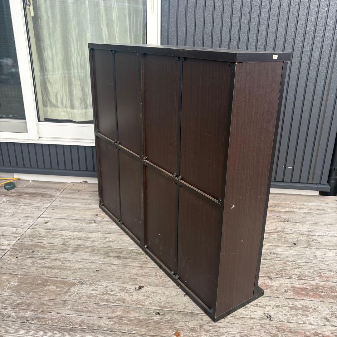 北欧レトロ 4段 スライド扉 木製ブックシェルフ 木製ラック 本棚 飾り棚