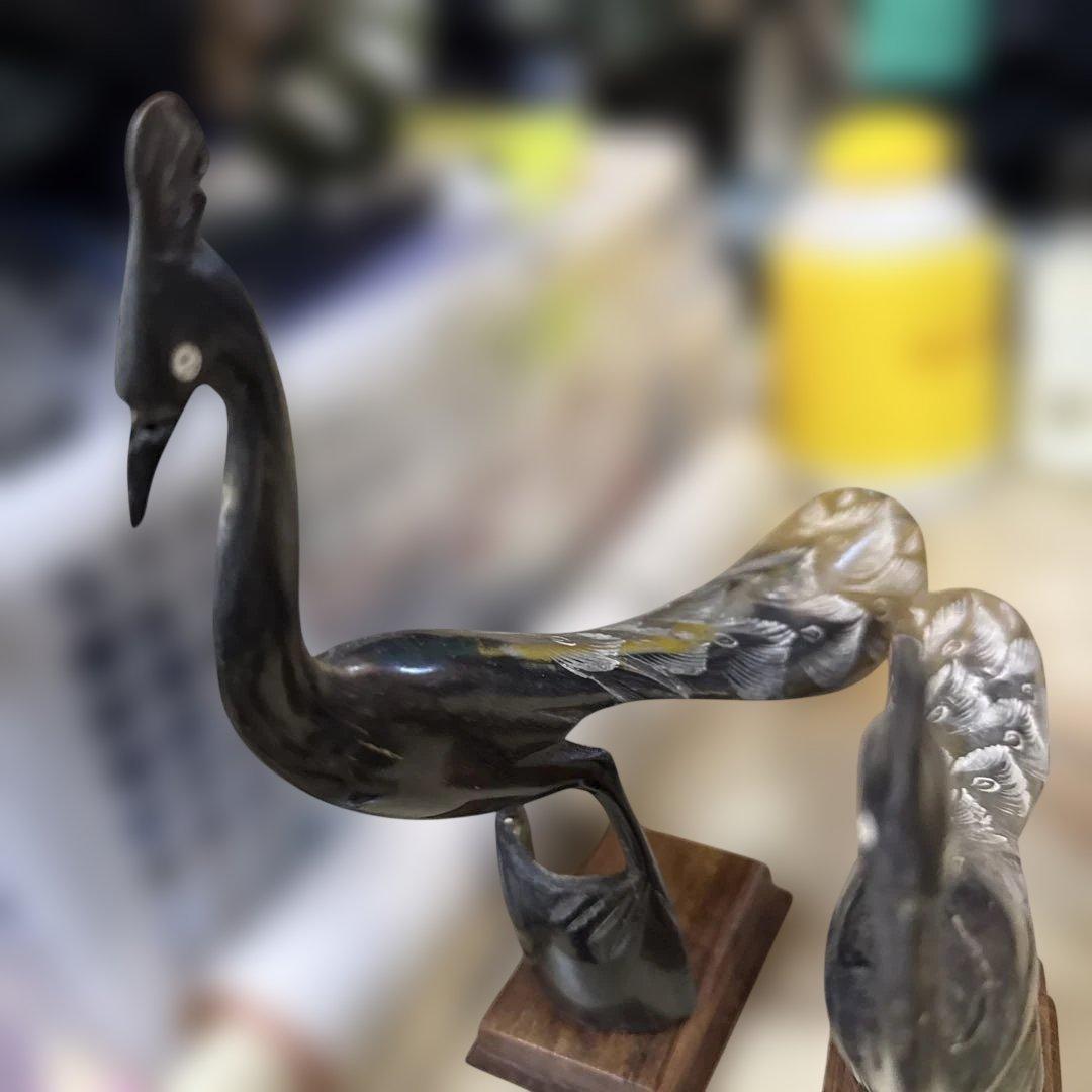 木製 鳥と魚の彫刻 置物7点セート - メルカリ