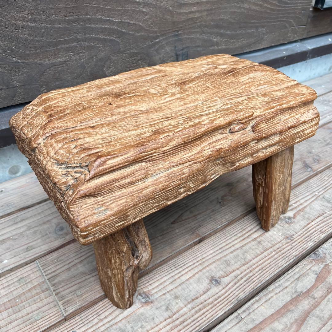 極厚 希少木材 オールドチークのスツール 49.5cm 腰掛け 踏み台 飾り台