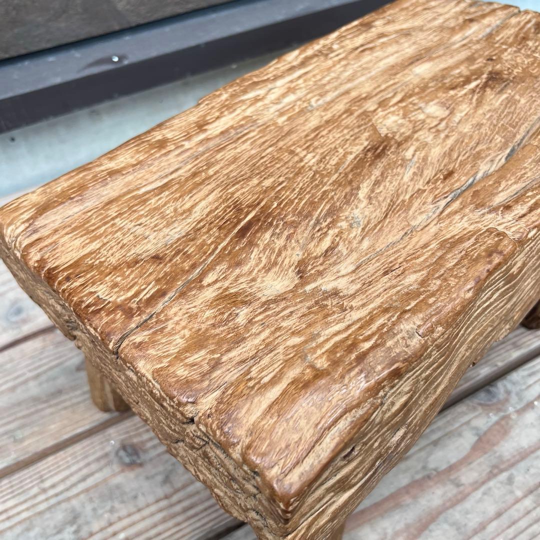 極厚 希少木材 オールドチークのスツール 49.5cm 腰掛け 踏み台 飾り台
