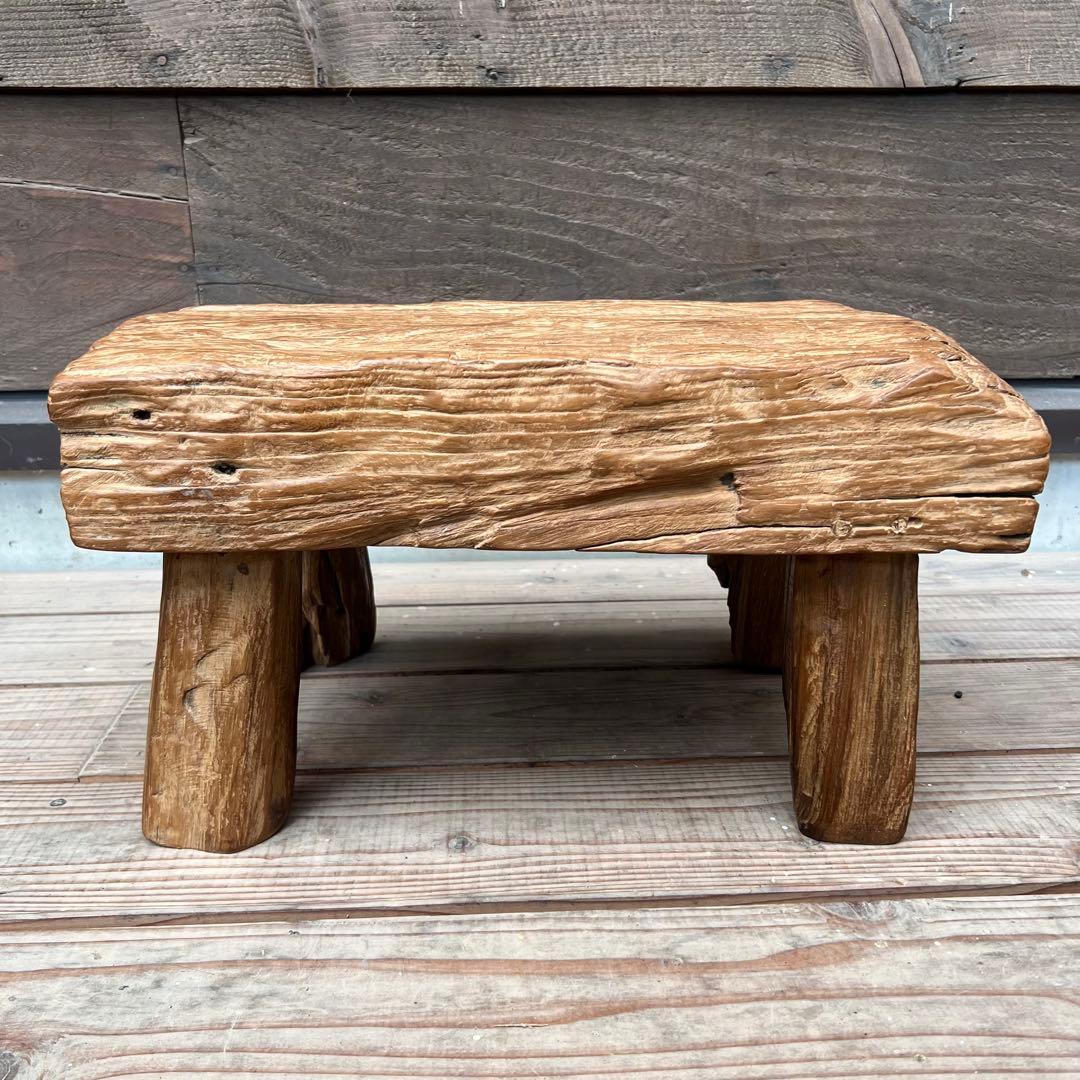 極厚 希少木材 オールドチークのスツール 49.5cm 腰掛け 踏み台 飾り台