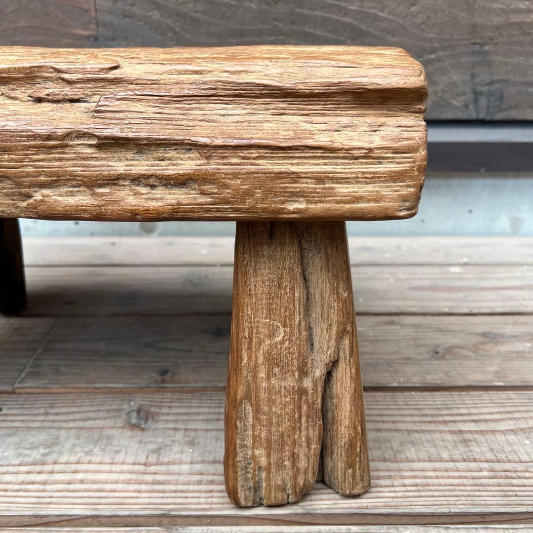 極厚 希少木材 オールドチークのスツール 49.5cm 腰掛け 踏み台 飾り台