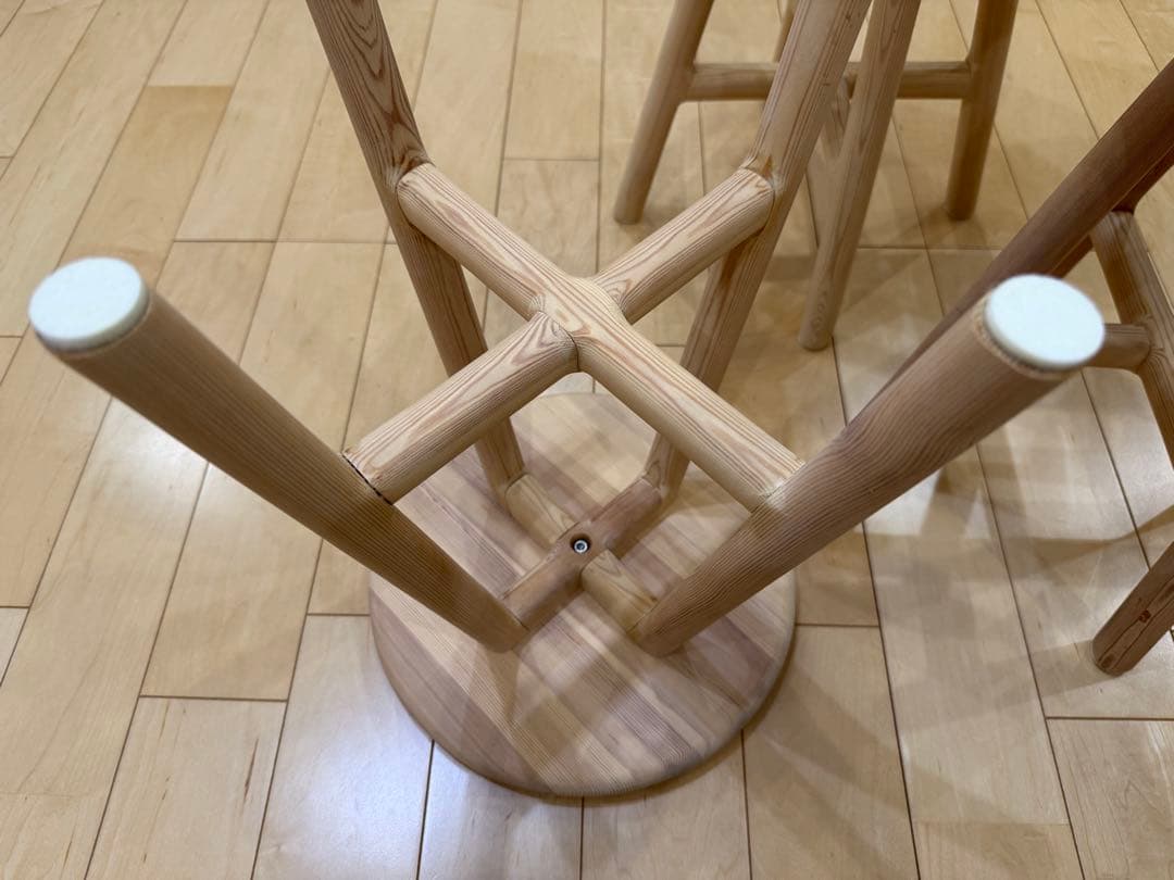 木製円形スツール 3脚セット 高さ42cm