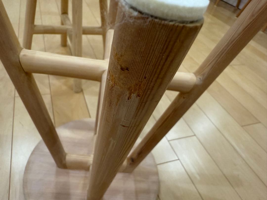 木製円形スツール 3脚セット 高さ42cm