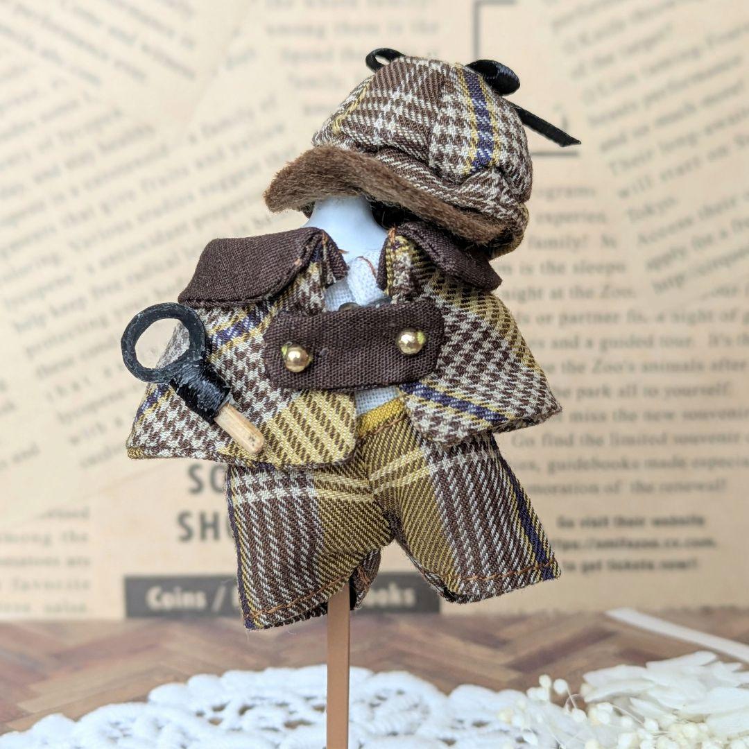 ミニチュアドール 服 アウトフィット 探偵 探偵帽子 虫眼鏡 ケープ 5点