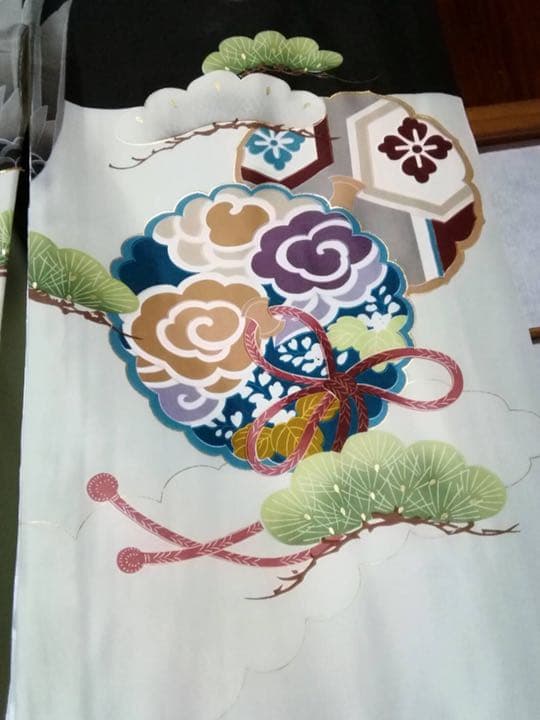 男の子用・3歳向け・お宮参り・表側正絹・手書きのお着物・長襦袢付き