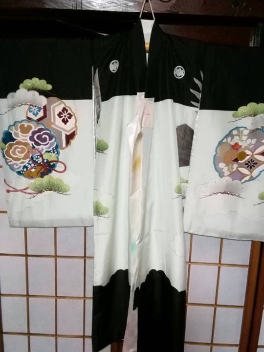 男の子用・3歳向け・お宮参り・表側正絹・手書きのお着物・長襦袢付き