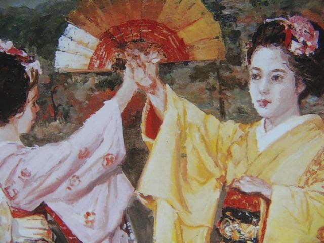 石川善一、【都をどり】、希少な画集画、新品高級額 額装付、状態良好