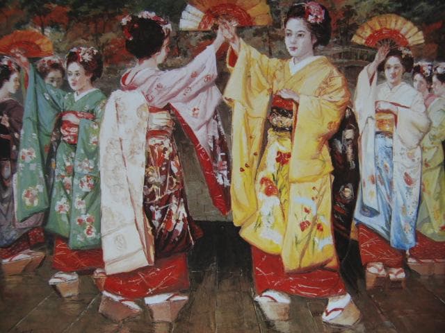 石川善一、【都をどり】、希少な画集画、新品高級額 額装付、状態良好