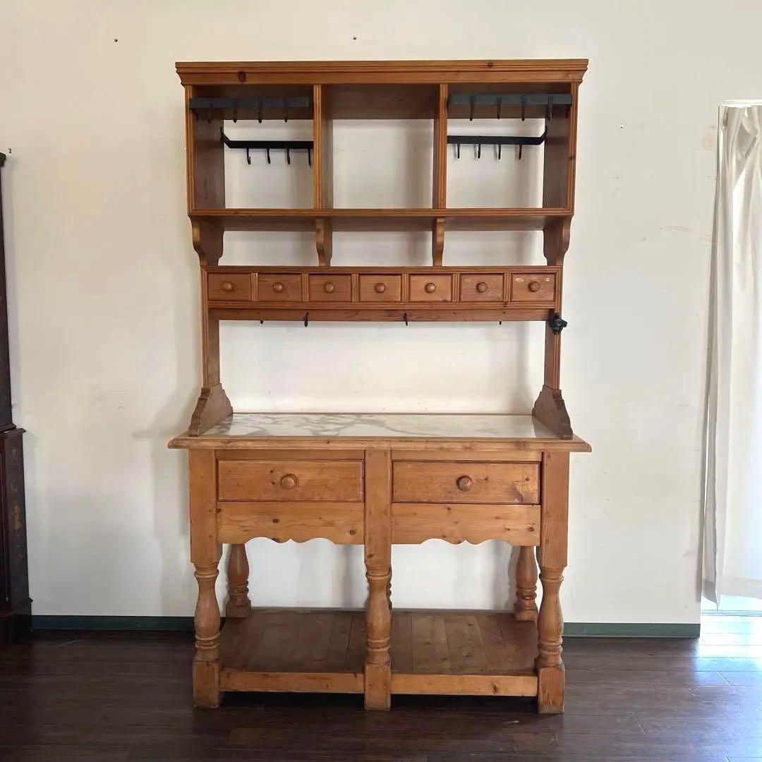 k991r116 フレンチアンティークのカフェキャビネット オールドパイン無垢材