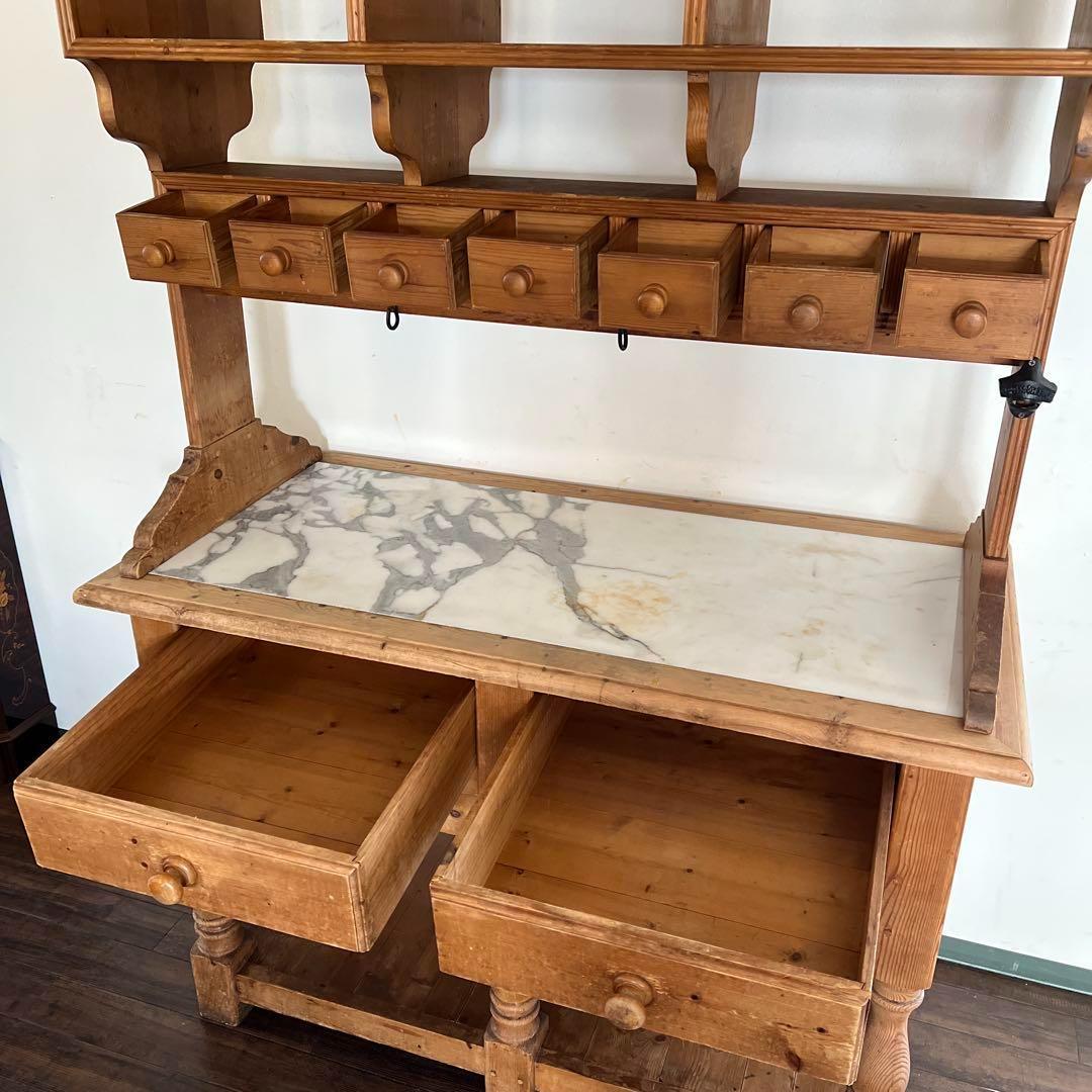 k991r116 フレンチアンティークのカフェキャビネット オールドパイン無垢材