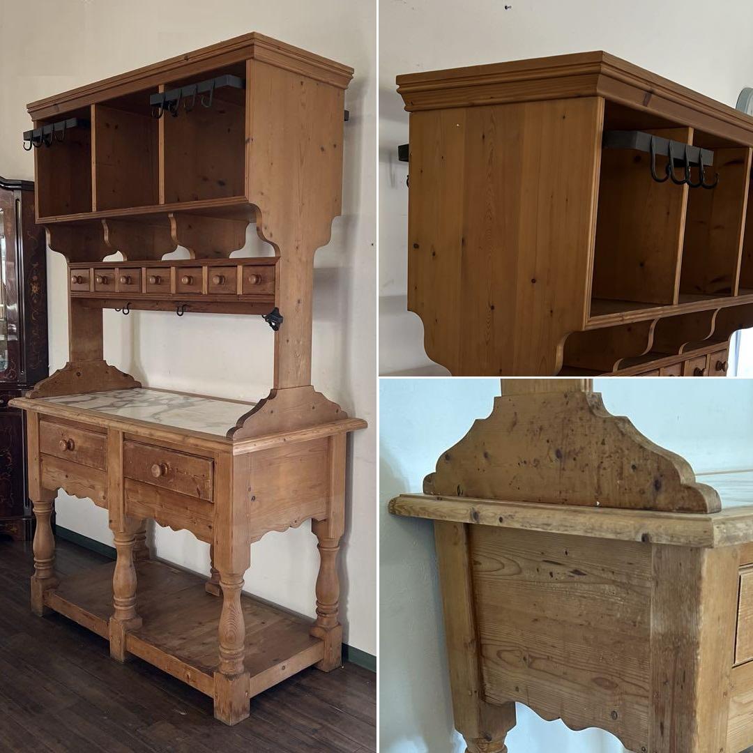 k991r116 フレンチアンティークのカフェキャビネット オールドパイン無垢材