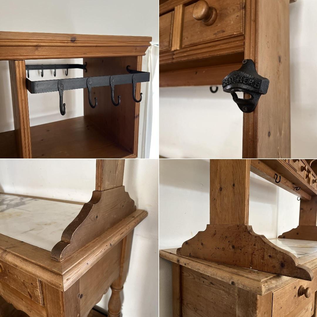 k991r116 フレンチアンティークのカフェキャビネット オールドパイン無垢材