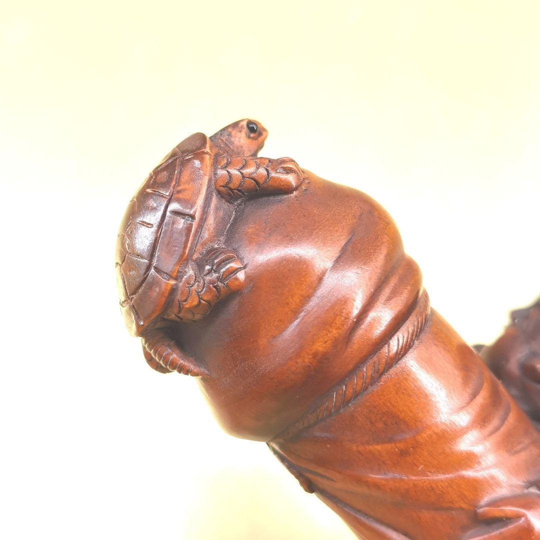 「草田雲非」《整理番号:BK051》 黄楊彫刻夫婦円満長寿ユーモア縁起置物