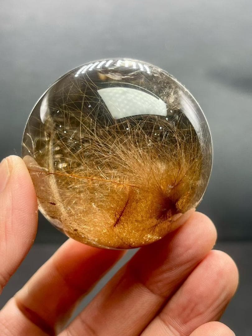 AAAA級天然ゴールドルチルクォーツ丸玉B0101/YS/95242/1680A