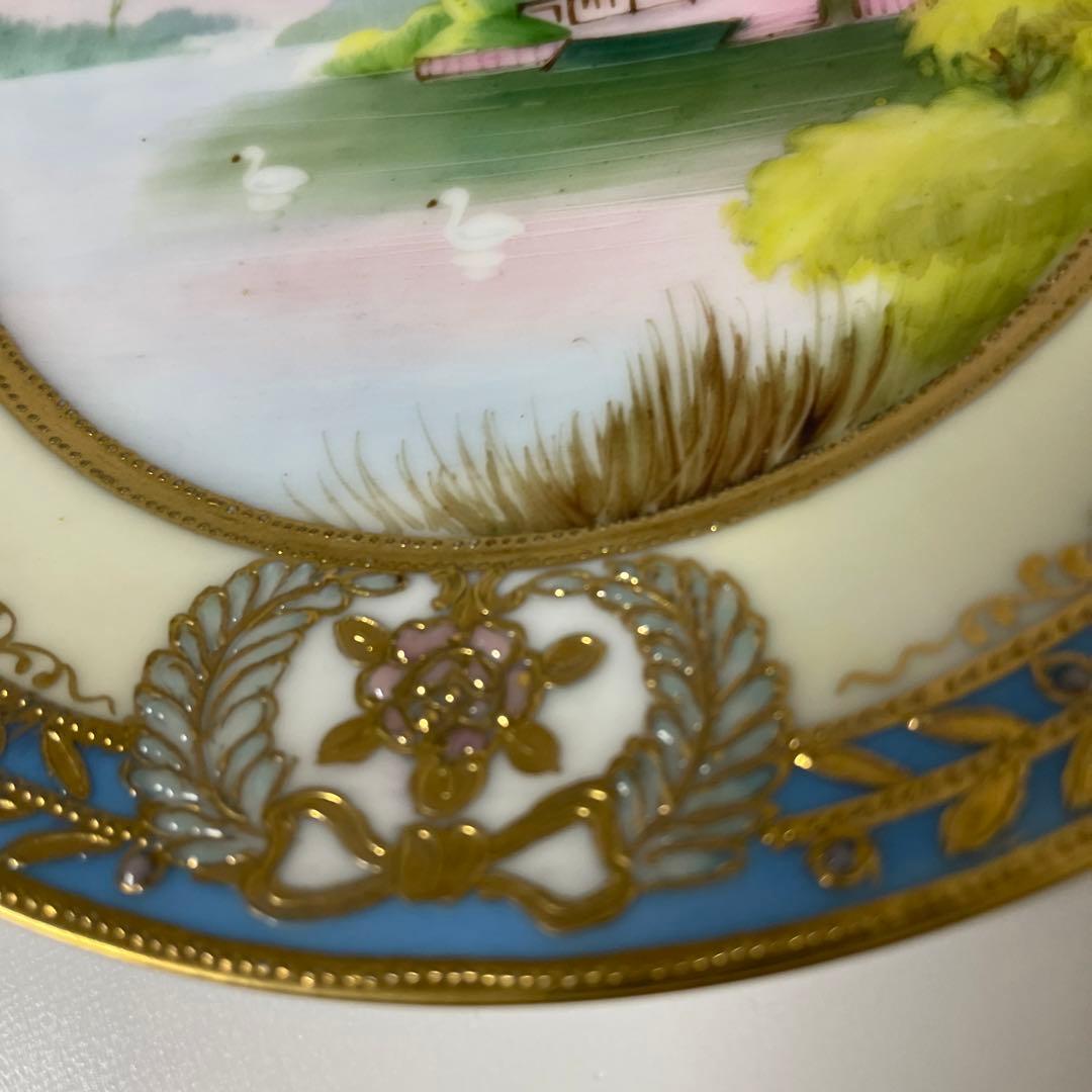 湖水の白鳥＊1906年-1921年＊英国輸出・15.8cm・オールドノリタケ