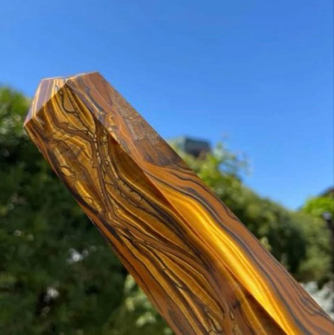 ☆超大型 激レアサイズ☆素敵な色合いと模様☆アイアンタイガーアイ 六角柱 天然石