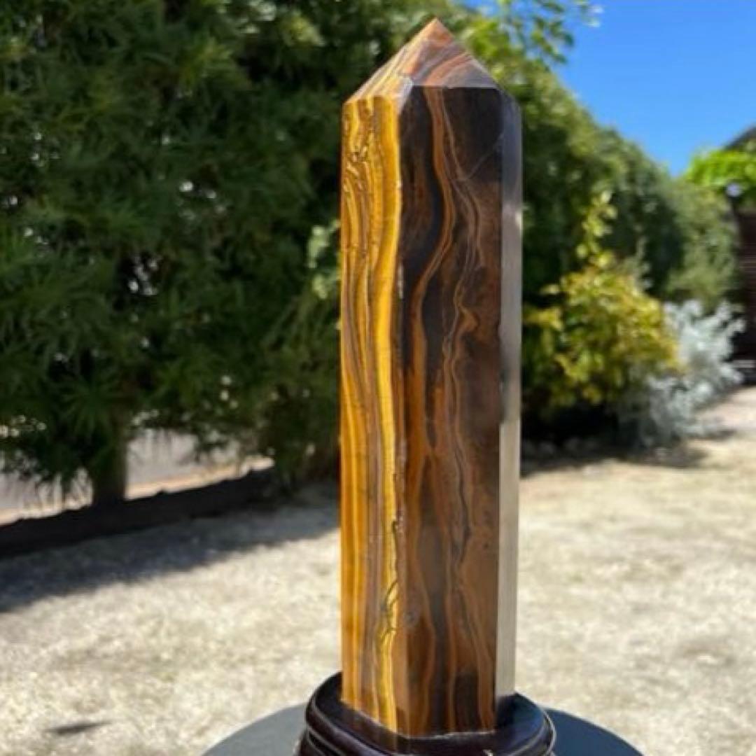 ☆超大型 激レアサイズ☆素敵な色合いと模様☆アイアンタイガーアイ 六角柱 天然石