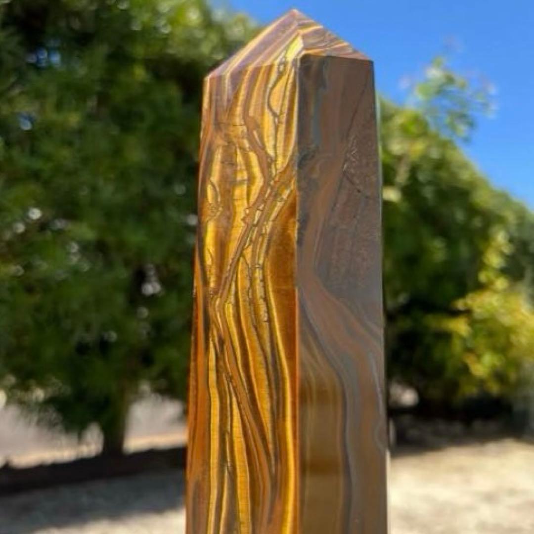 ☆超大型 激レアサイズ☆素敵な色合いと模様☆アイアンタイガーアイ 六角柱 天然石