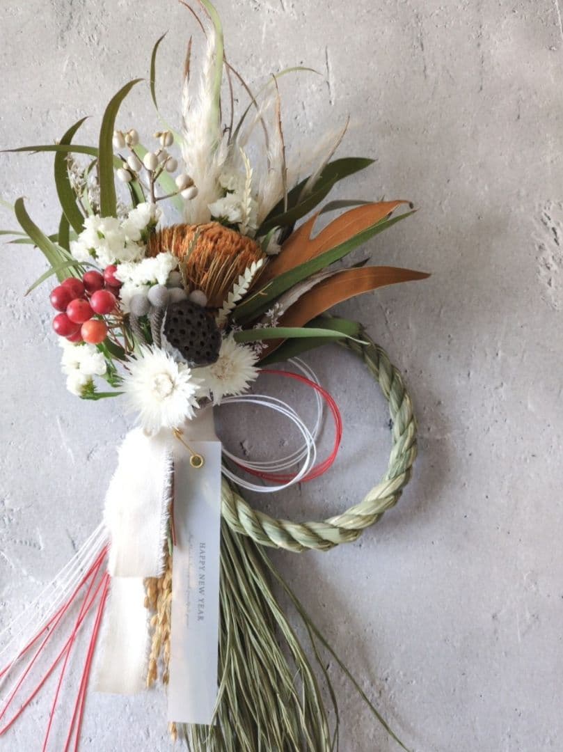 しめ縄リース お正月飾り ナチュラルインテリア 2way 正月 2026しめ縄
