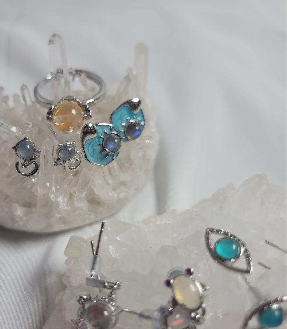 m 天然石 ピアスセット