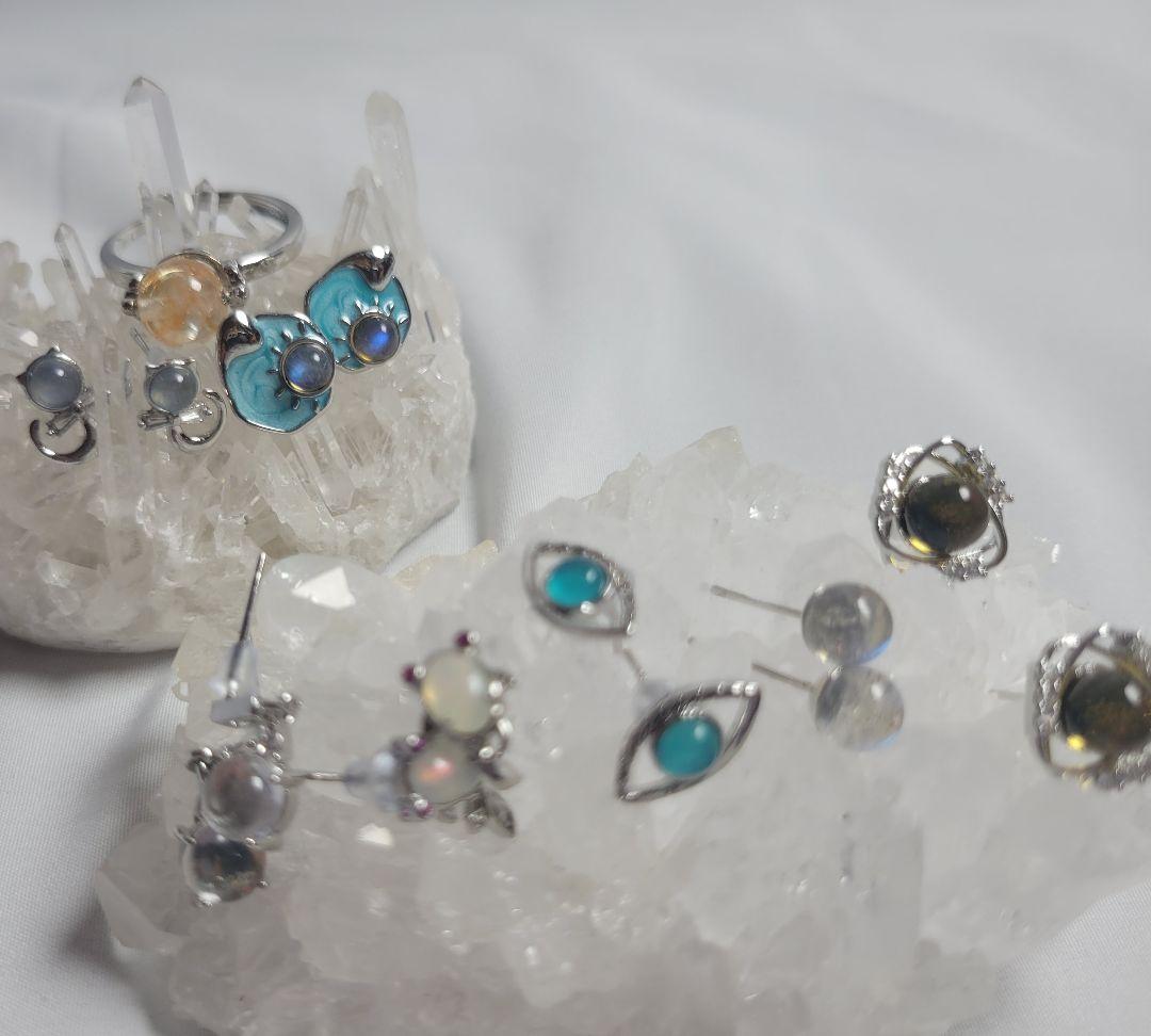 m 天然石 ピアスセット