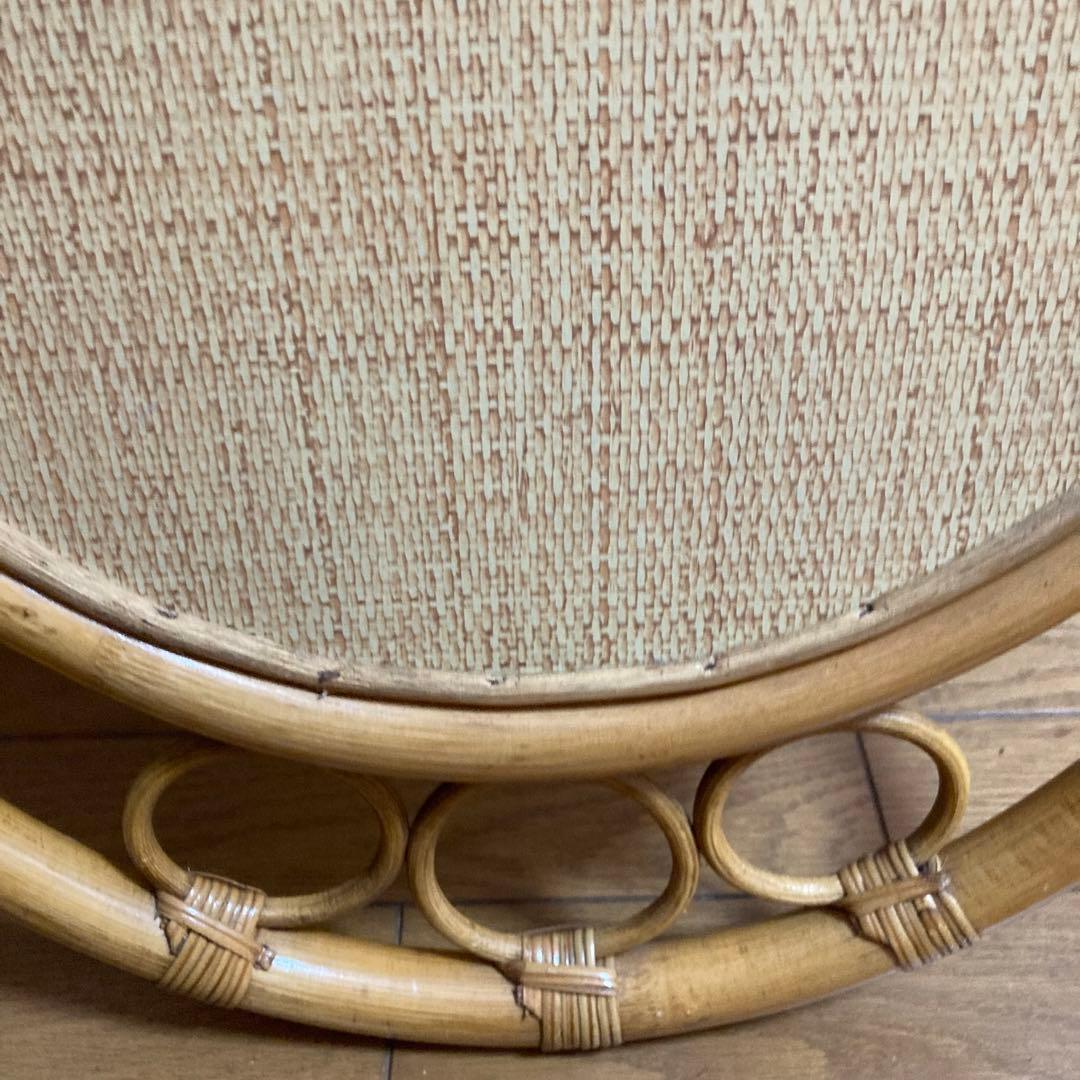 ◾️ラタンフレームミラー 籐 壁掛け鏡 　アンティーク　ウォールミラー