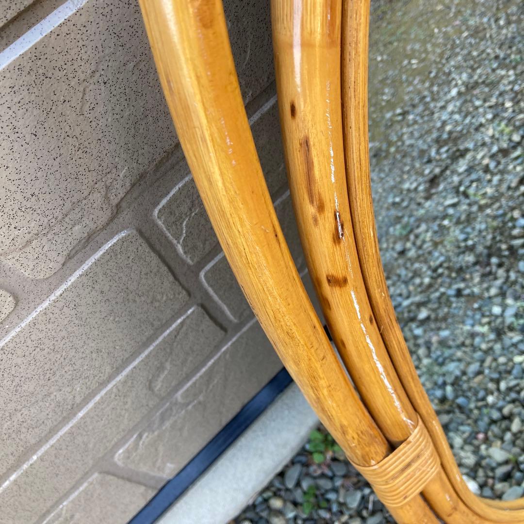 ◾️ラタンフレームミラー 籐 壁掛け鏡 　アンティーク　ウォールミラー