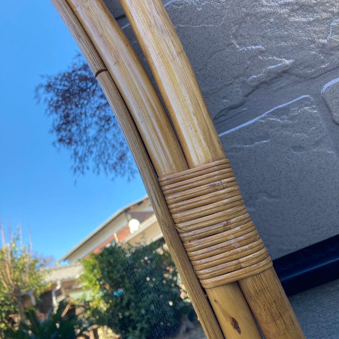 ◾️ラタンフレームミラー 籐 壁掛け鏡 　アンティーク　ウォールミラー