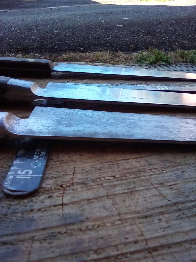 中古包丁　牛刀3本　堺菊守　源助久　和秀作