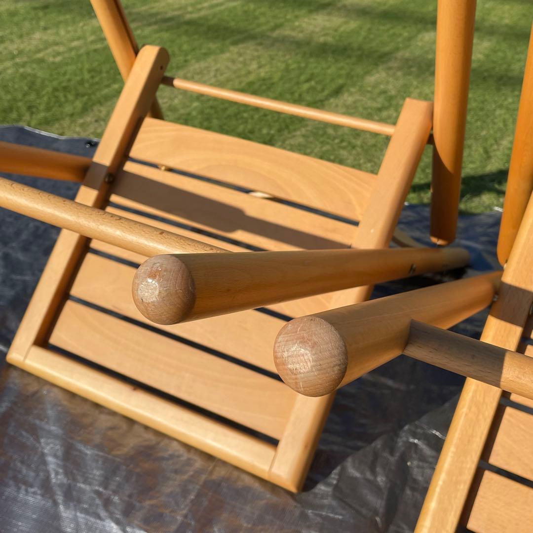 廃盤品 無印良品 木製折りたたみ椅子 フォールディングチェア 2脚