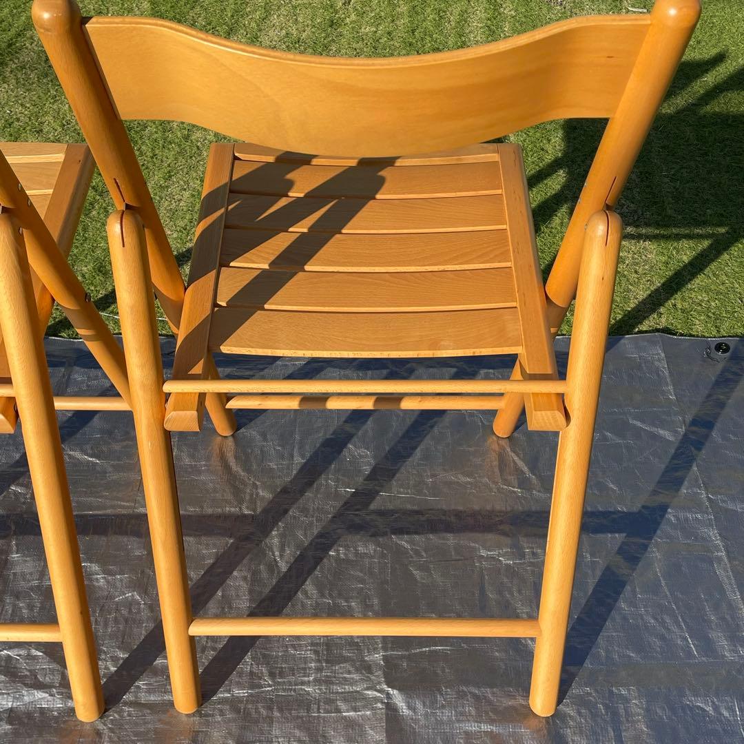 廃盤品 無印良品 木製折りたたみ椅子 フォールディングチェア 2脚