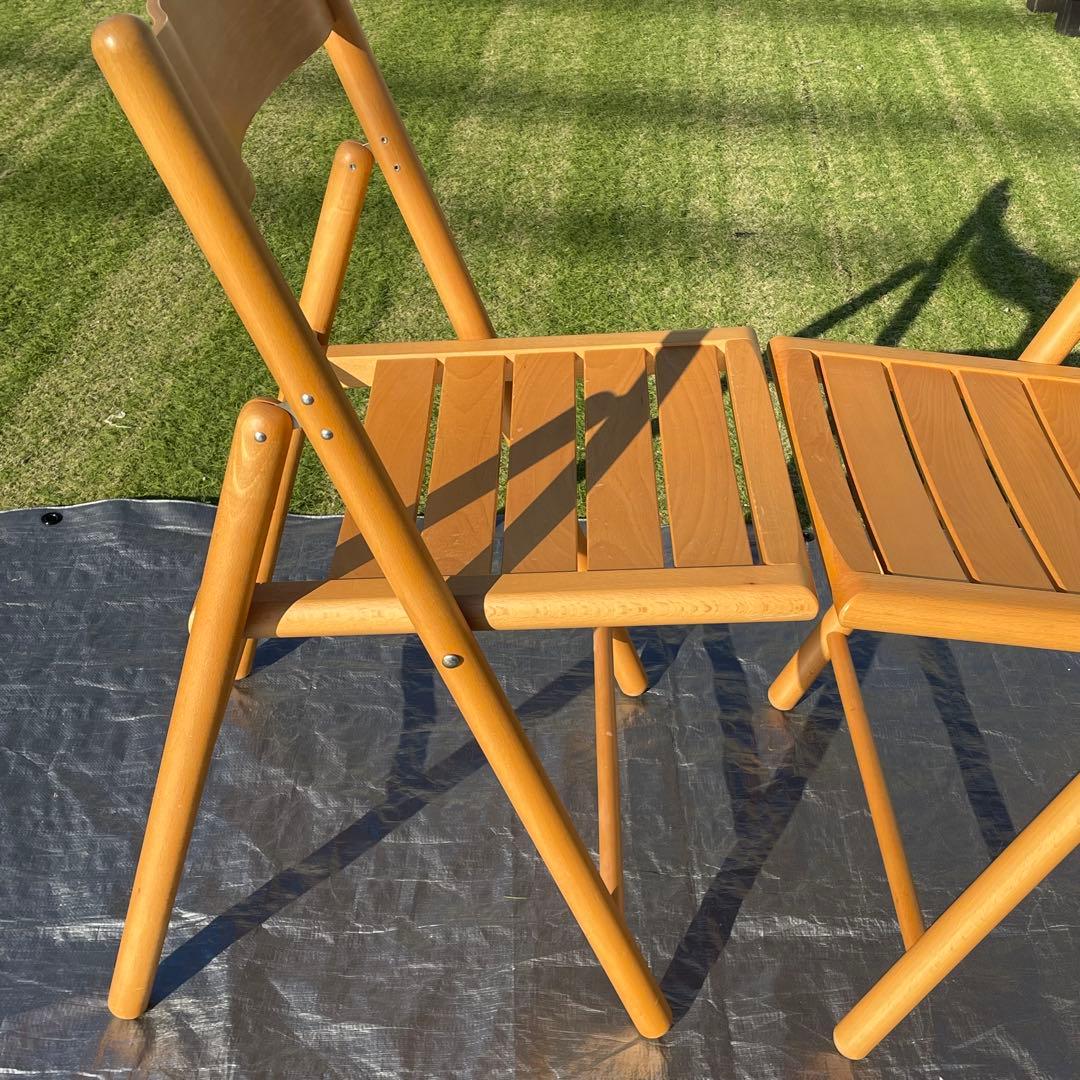 廃盤品 無印良品 木製折りたたみ椅子 フォールディングチェア 2脚