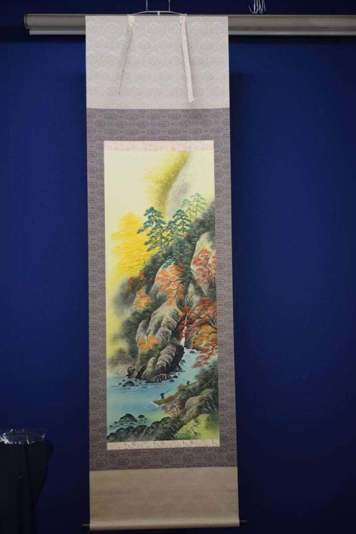 真作/高井一鳳/秋景山水図/布袋屋掛軸HE-903