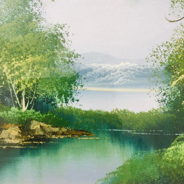 絵画 風景画 油彩 森林 湖畔 Ｆ６号