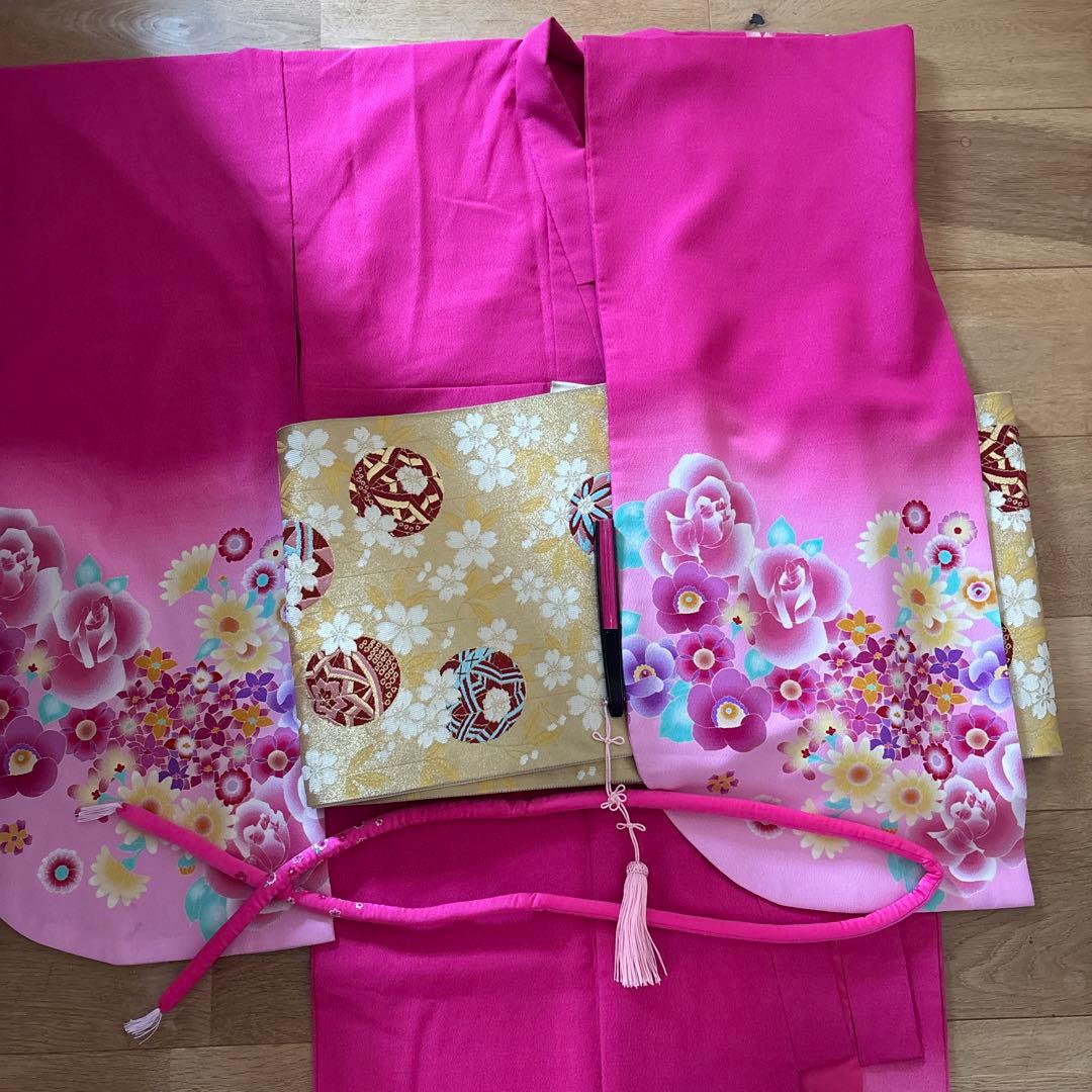 七五三用 ピンク花柄着物