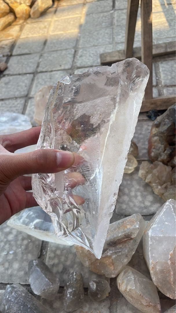 【極上品】超透明　水晶カット　高級台座　フリーフォーム　ブラジル産