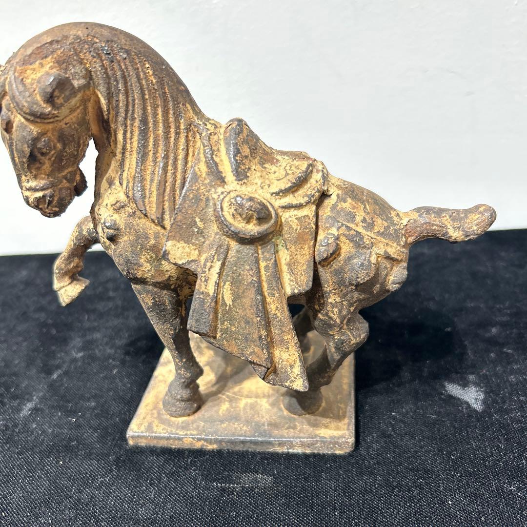 清朝期　紅穂 紅鞍 彫刻文様　清供雅玩　鉄製