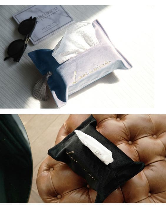 ティッシュカバー コンパクト 全5色 ベルベット生地 高級感 おしゃれ ♡