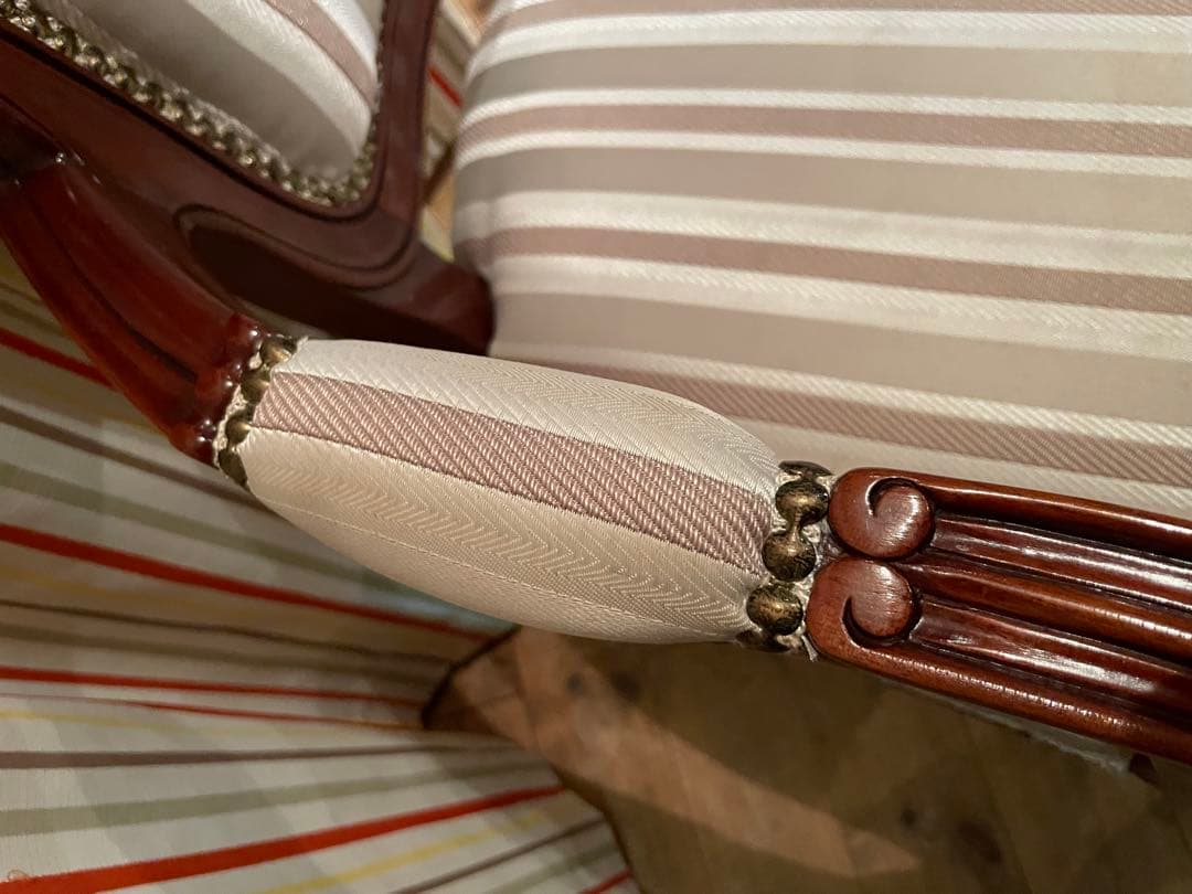 アームチェア　マルシェチェア　ロココ調　アンティーク　猫脚　ダイニングチェア