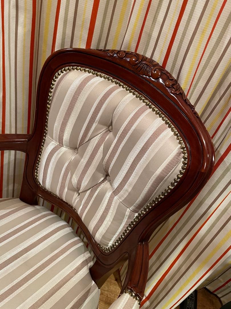 アームチェア　マルシェチェア　ロココ調　アンティーク　猫脚　ダイニングチェア