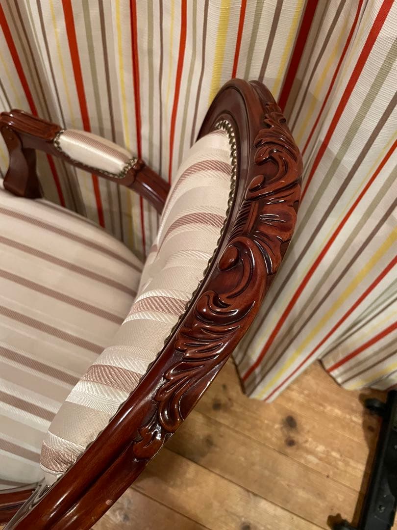アームチェア　マルシェチェア　ロココ調　アンティーク　猫脚　ダイニングチェア