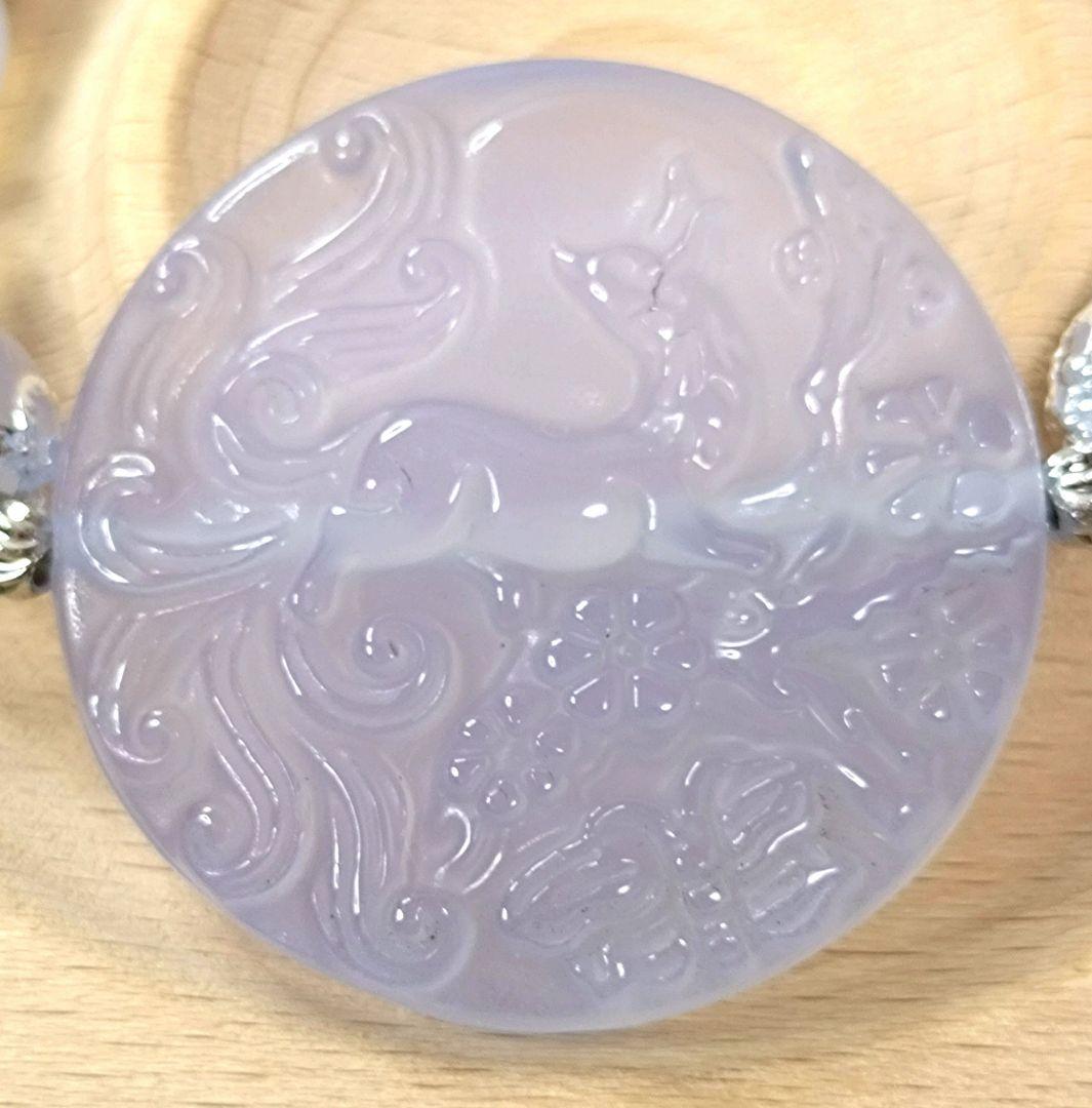 〖D482〗ブルーカルセドニー 九尾パーツ デザインブレスレット